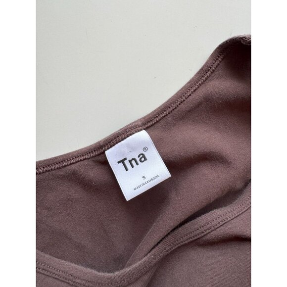 Aritzia TNA Chill Malibu Brown Cotton Jersey Ruched Mini Tank Dress, Size S - Picture 10 of 12